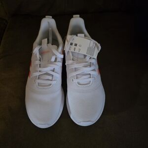Adidas White Sneakers with Coral Accents